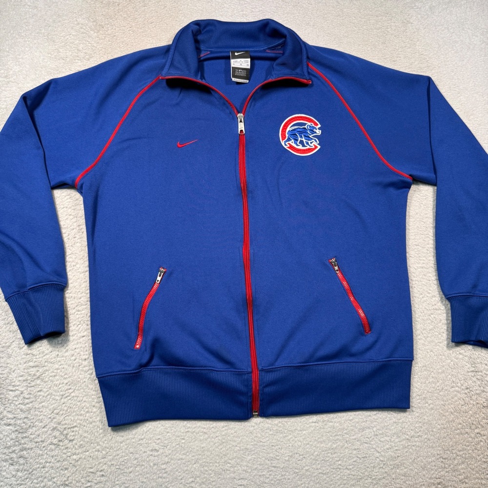 Vintage Y2K‎ Nike Chicago Cubs Track Jacket Womens XL Blue Full Zip MLB Sporty
